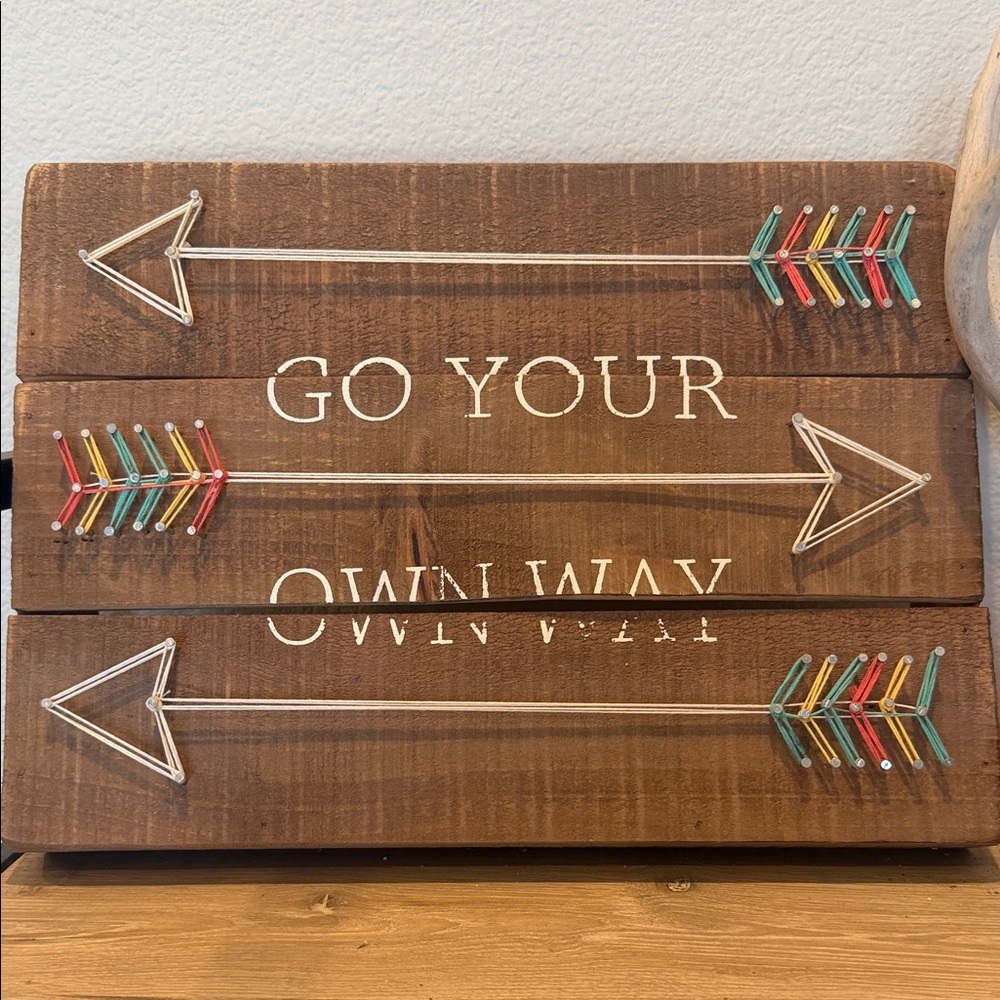 Wooden Wall Art with Colorful Arrows